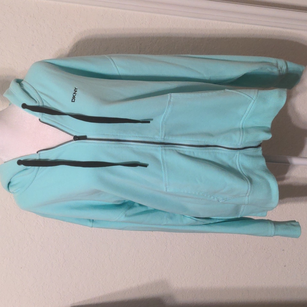 DKNY Sport Mint Green Women's Full Zip Hooded Sweatshirt. Size L